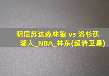 明尼苏达森林狼 vs 洛杉矶湖人_NBA_林东(超清卫星)